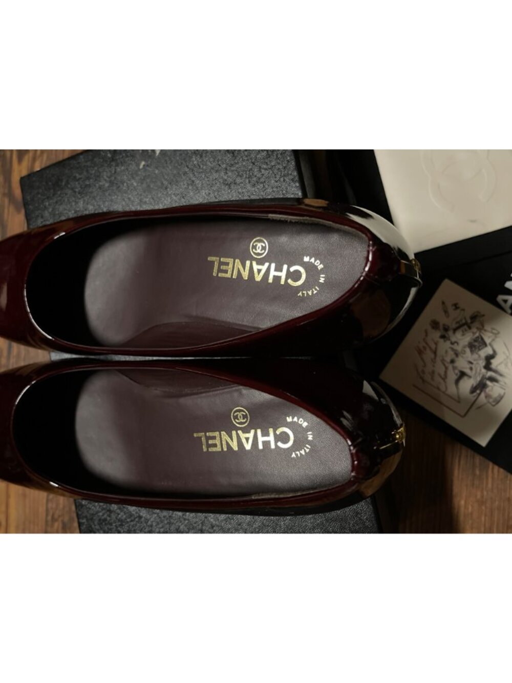 Chanel Patent Leather Ballet Shoes Flat Rare Vintage 41 EUR 11 US New In Box - Picture 14 of 16